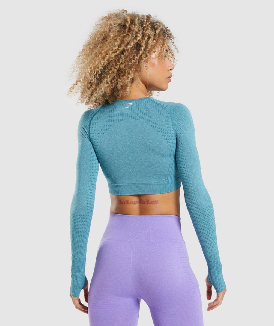 Gymshark Vital Seamless 2.0 Ženske Dugi Rukav Tirkizne | HR 3491XYU